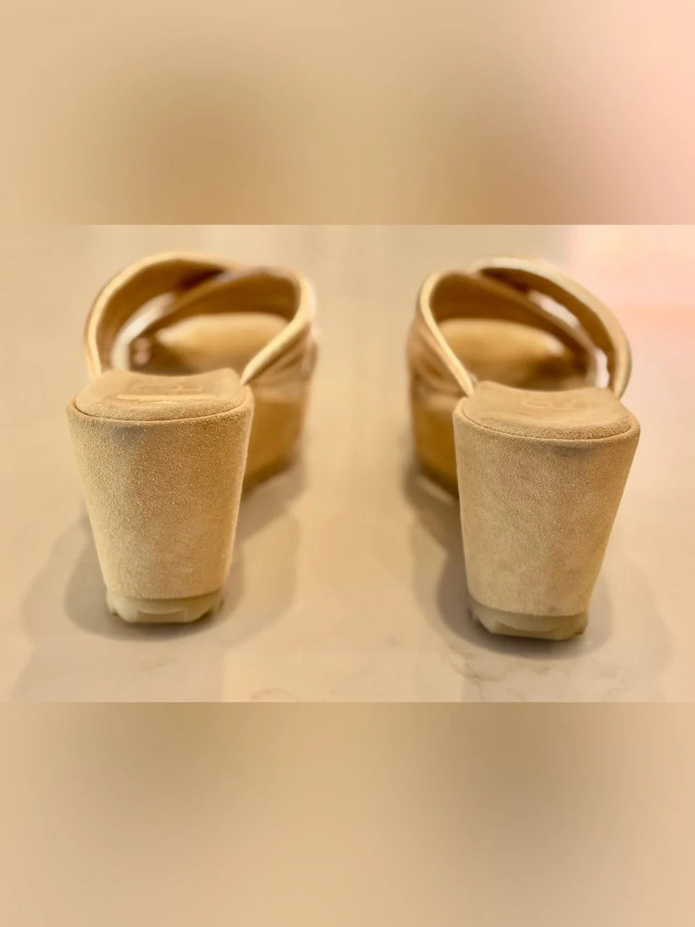 Pedro Garcia Florina Metallic Gold Crisscross Slide Wedges. Size 40EU/10US